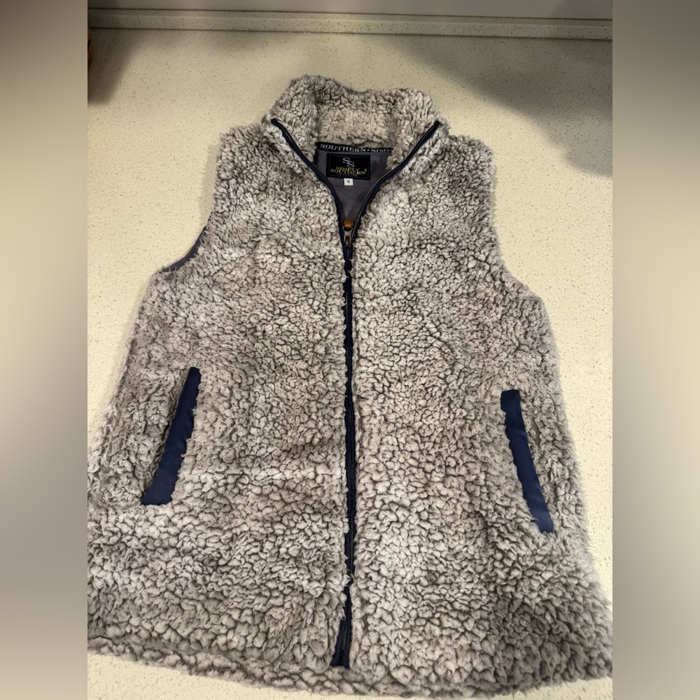 Simply Southern Gray and Navy Fleece Vest